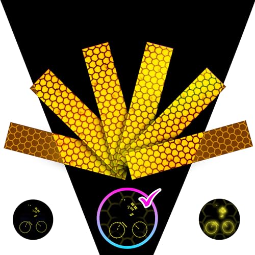Image of LOOM Reflective Stickers for Helmet | 6pcs Prism Yellow | Similar to 3M Reflective Tape | Bike Reflectors for Night Riding, Mailbox reflectors | Waterproof hi vis Decals for Car, Trailer