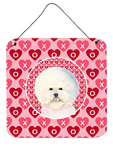 Caroline's Treasures SS4526DS66 Bichon Frise Hearts Love and Valentine's Day Portrait Wall or Door Hanging Prints Aluminum Metal Sign Kitchen Wall Bar Bathroom Plaque Home Decor, 6x6, Multicolor