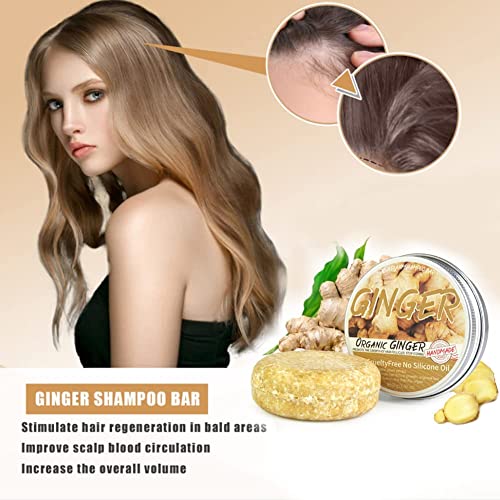 5 Pack Ginger Hair Regrowth Shampoo Bar, Anti Hair Loss Ginger Shampoo Soap, Natural Organic Ginger Shampoo Bar Promotes Hair Growth, Anti-Dandruff And Anti-Itching Ginger Bar Soap #TOP3