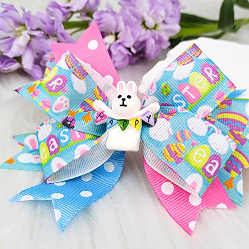Easter Bows Hair Clip Bow Hairpin Boutique Easter Bunny Egg Hair Clips For Girls Party Dance Hair Barrettes Bunny Hair Accessories Hairpin Alligator Clips 2 Pieces #TOP1