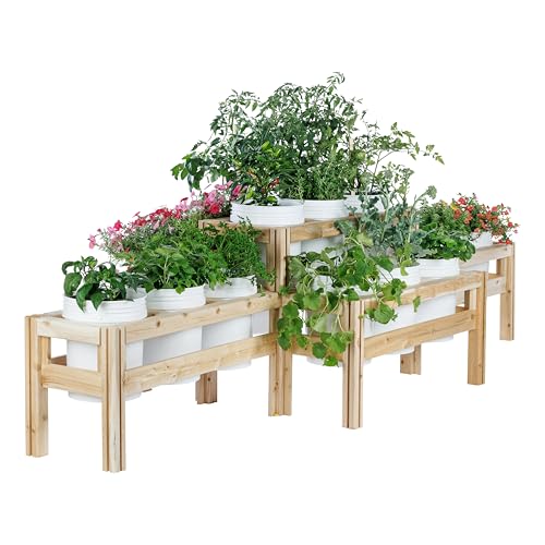 Greenes Fence Two-Tiers Fifteen Bucket Elevated Cedar Wood Garden Frame, 125 in. x 43 in. x 30 in. - Made in USA with North American Cedar