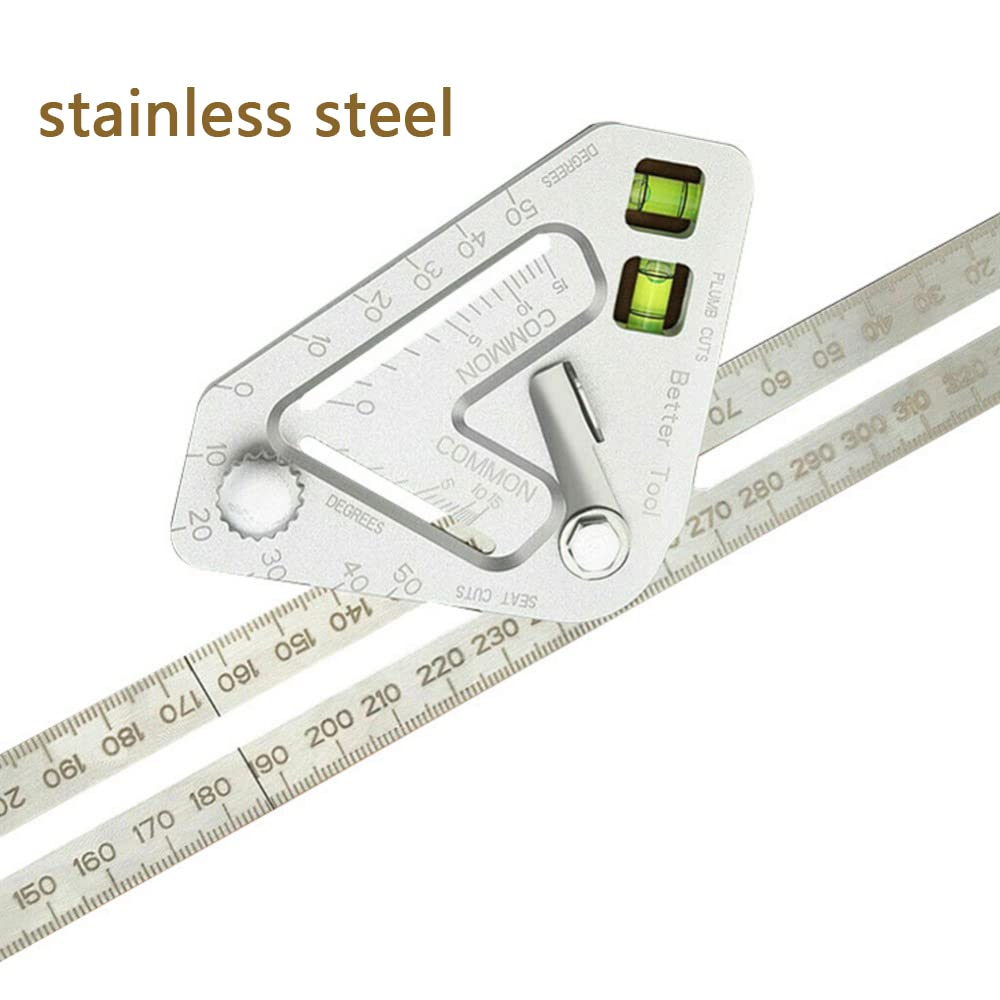 SagaSave 1Pack Angle Ruler Gauge Stainless Steel Multi-Angle Function Industrial Measuring Tool for Carpenters Woodworking Designers Engineers Architects Teachers