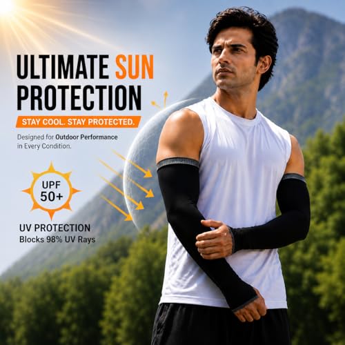 Image of PulGos ๐๐๐๐๐ UV Protection Cooling Arm Sleeves for Men &Women | Quick Dry & Breathable ๐๐ฎ๐ง๐๐ฎ๐ซ๐ง Protection Hand Sleeves for boys | SUMMERS MUST- HAVE Hand Gloves for Bike Riding & Cycling