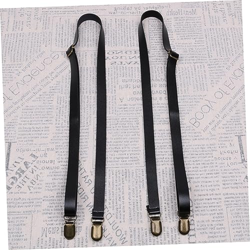 2Pcs Adjustable Pants Suspenders for Non Slip PU Leather Straps Elastic Braces for Boys and Durable Hanging Neck Design for Looser Fit2