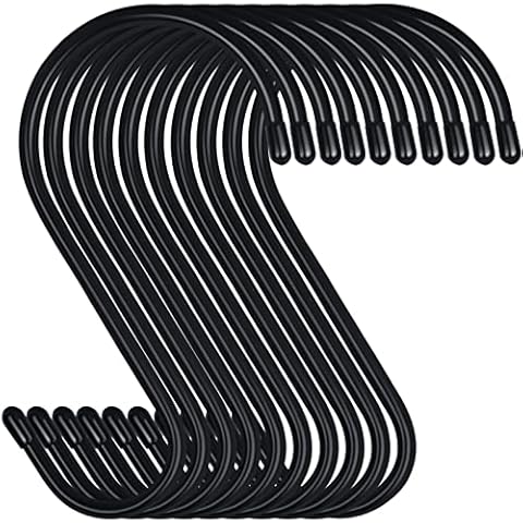 DINGEE 6 Inch Large S Hooks for Hanging Plants,10 Pack Black Heavy Duty S Hooks,Matte S Shaped Hooks for Hanging Clothes,Plants Outdoor, Pots and Pans, Towels Jeans Hats, Light Cover