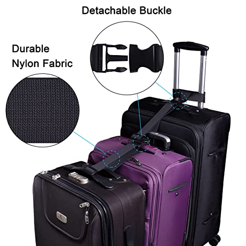 Wisdompro 2 Pcs Add a Bag Luggage Strap, Heavy Duty Adjustable Suitcase Belt Travel Attachment Travel Accessories for Connecting Your Luggage Together - Black (T-Type and Normal) - Image 3