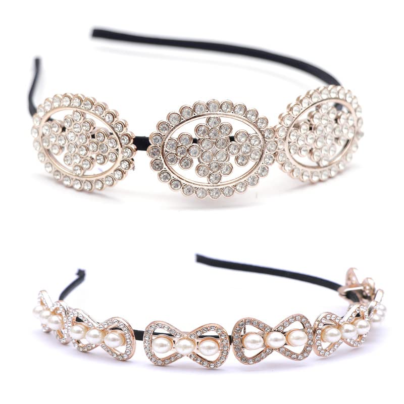 ShivarthPlastic Fancy Party Wedding Traditional Stylish Hairband 2 Design Crown Tiara Baby Headband Bridal Hair Styling for Women & Girls 2pc