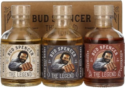 Bud Spencer Whisky & Likör Box - [Geschenk Set 3 x 50ml] Bud Spencer THE LEGEND Miniset 42,7% Vol. - Deutscher Premium Whiskey und Likör - Bud Spencer und Terence Hill Fanartikel