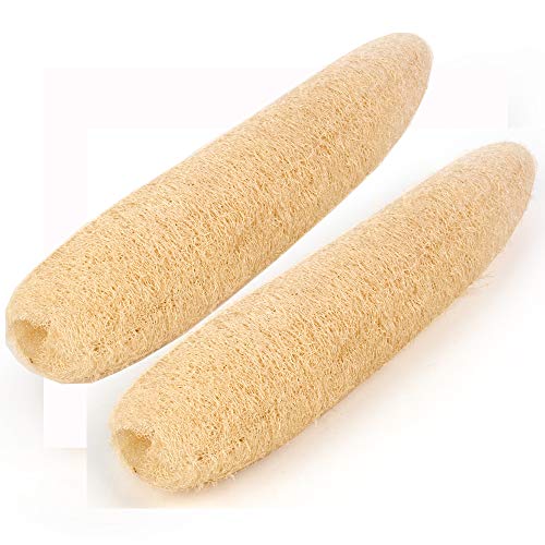 FRTIM Natural Loofah Sponge Men Women Adults Bath Sponges Shower Organic Luffa Exfoliating Body Scrubbers for SPA Skin Care Beauty Bathing - 2 Pack