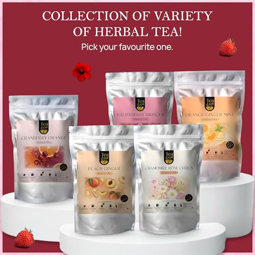 Image of Tealeaf & Co. Strawberry Hibiscus Tea Bags Blended with Fresh Herbs and Spices - Herbal Tea Bags with Organic Spices, Berries & Dried Hibiscus Flower Extract - Low Caffeine - Gluten Free - 50 Teabags