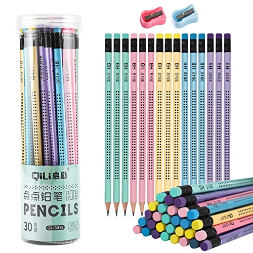 Jodsen 30 unidades de lápiz HB,Lápices infantiles antideslizantes con goma de borrar,Lápices de madera multicolores para exámenes,Escuela, oficina,Herramientas de dibujo y escritura de bocetos Cover