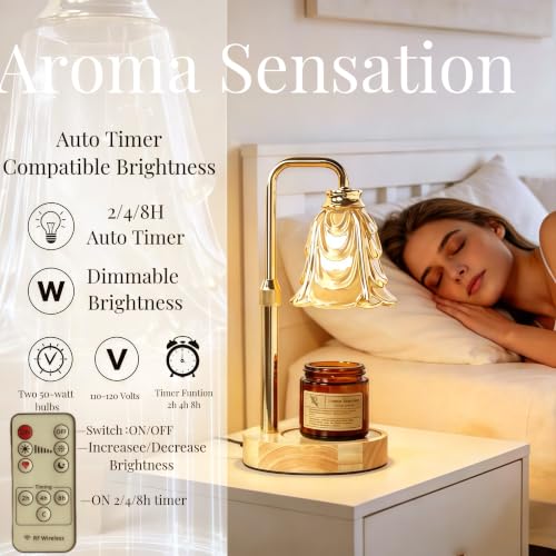 ilhuihui Candle Warmer Lamp with Timer and Wireless Remote Control,Dimmable Candle Warmer for Jar Candles,New Home Decor,Birthday Gifts for Women Mom, House Warming Gifts New Home Decor with 2 Bulbs by ilhuihui - Used condition - Image 4
