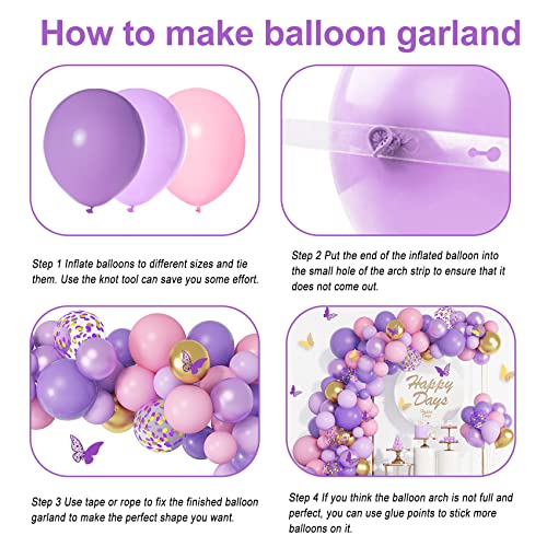 Purple Pink Butterfly Balloon Garland Arch Kit, Butterfly Baby Shower Decorations For Girl Women, Pink And Purple Gold Confetti Balloons For Purple Birthday Party Bridal Shower Wedding Decorations #TOP2