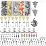 Saltwater Surf Fishing Tackle Kit,112pcs Surf Fishing Fish Finder Rigs Live Bait Rig Include Pyramid Sinker Weights Circle Hooks Sinker Slider Barrel Swivel Snaps Saltwater Fishing Accessories