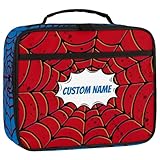 Personalized Lunch Bag for Kids - Custom Lunch Box for Boys & Girls, Soft Insulated Lunch Tote with Waterproof Reusable, Cute Lunchbox with a view to School Picnic, Red Blue