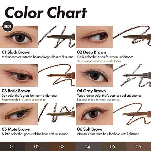 Clio Extreme Gelpresso Pencil Eyeliner, Smudge-Proof, Waterproof, Long-Lasting, Long-Wear, 6 Cool And Warm Tone Shades, Ultra-Smooth, Creamy Formula, Precise Application, Retractable, Versatile Looks (001 Black Brown) #TOP2