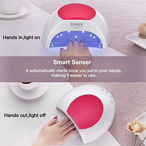 Gel Uv Nail Lamp, Sunuv 48W Uv Led Nail Dryer Light For Gel Nails Polish Manicure Professional Salon Curing Lamp With 4 Timer Setting Sensor(One Pink Pad) #TOP5