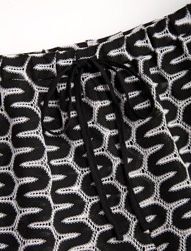 Image of ZAFUL Womens Beach Cover Up Pants Sexy Crochet Drawstring Elastic Boho Swimsuit Cover Up Long Pants Beach Wear