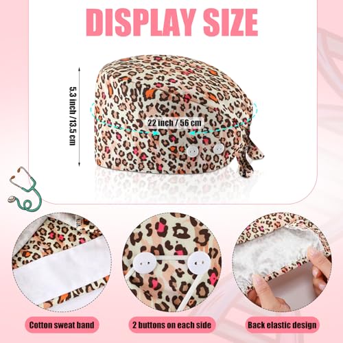 Image of Unittype 4 Pcs Nurse Caps for Women Nursing Working Caps with Button and Sweatband Adjustable Elastic Scrub Hats for Dentist