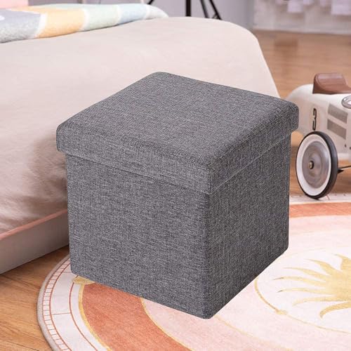 Image of Lazer Folding Storage Ottoman Stool | Multipurpose Organizer Bench & Footrest | Cube Coffee Table with Wardrobe Storage for Clothes, Books & Toys | Large Home Storage Set (30x 30x 30cm, Pack of 8)