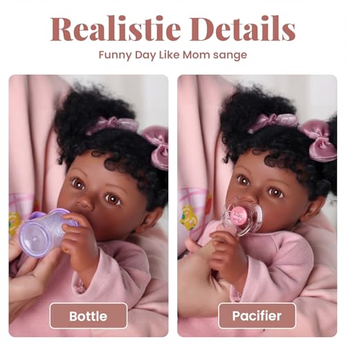 Muñeca Reborn Bebé Realista Negra de 20 Pulgadas miniatura 3