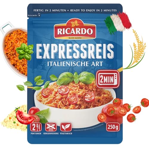Ricardo Express Arroz Italiano 8 x 250 g Arroz Preparado Comidas Preparadas Microondas/Sartén Preparado Rápido y Fácil