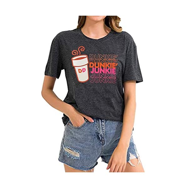 Coffee-Shirt-for-Women-Dunkie-Junkie-T-Shirts-Funny-Letter-Print-Short-Sleeve-Casual-Tee-Tops Coffee Shirt for Women Dunkie Junkie T Shirts Funny Letter Print Short Sleeve Casual Tee Tops
