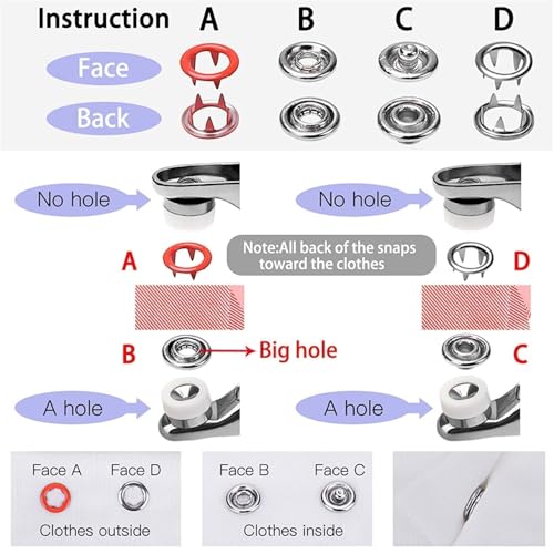 Image of ELLEZZA Premium Snap Buttons Kit - 100 Sets 9.5mm Metal Fasteners in 10 Colors with Hand Pliers Tool, Five-Claw Copper Buckles for Sewing, DIY Crafts, Baby Clothes, Hats, Bibs & Rompers (Multi Cap)
