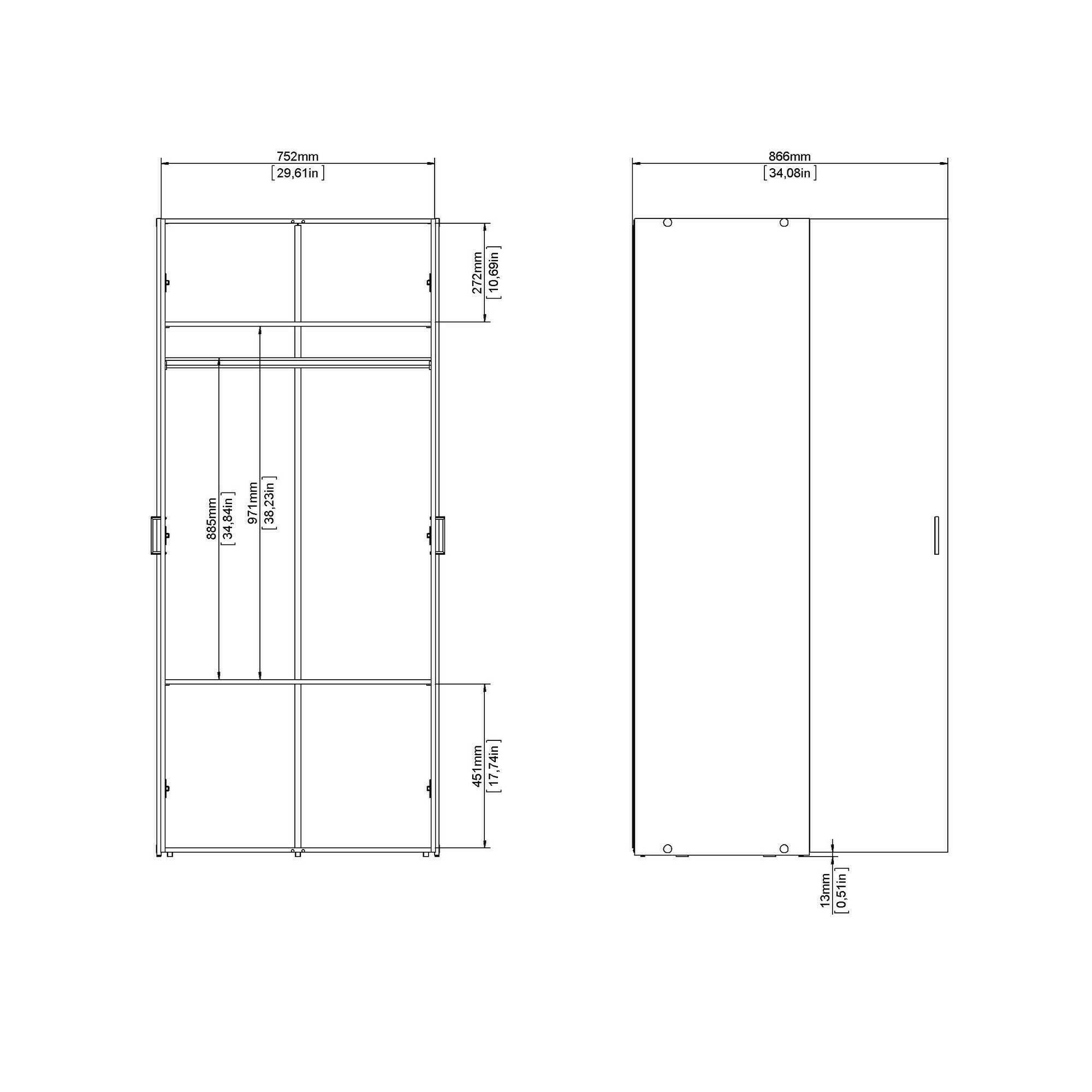 Dmora - Guardaroba 2 ante Paulette, Mobile camera da letto, Cabina armadio portabiti, Armadio appendiabiti, 77x49 h175 cm, Bianco