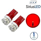 SiriusLED Extremely Bright 18W Error Free 3014 Chipset SMD LED Bulbs for Car Interior Lights License Plate Dome Map Side Marker Door Courtesy T10 168 192 194 2825 W5W Red