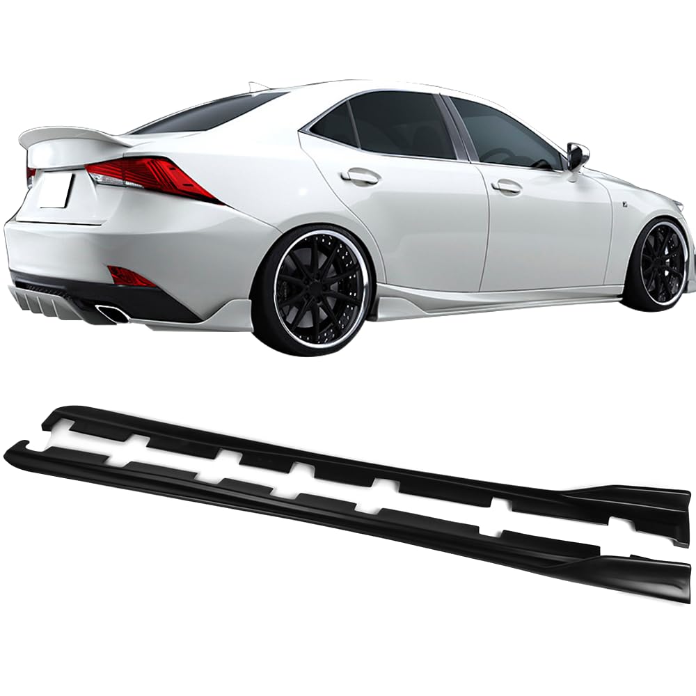 IKON MOTORSPORTS, Side Skirts Compatible with 2014-2020 Lexus IS250 IS300 IS350, AR Style PP Matte Black Side Extensions Line Protector