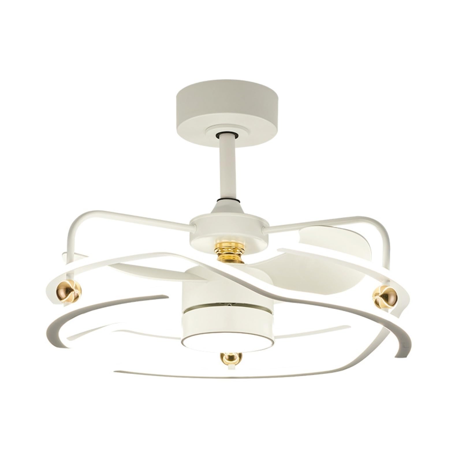 ERETYRET Nordic Fan Lamp Intelligent Voice Living Room Dining Chandelier Frequency Conversion Remote Control Bedroom Integrated Ceiling Quiet Cooling(White)