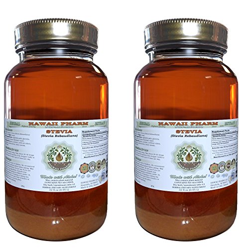 Stevia Alcohol-Free Liquid Extract, Organic Stevia (Stevia Rebaudiana) Dried Leaf Glycerite Natural Herbal Supplement, Hawaii Pharm, USA 2x32 fl.oz