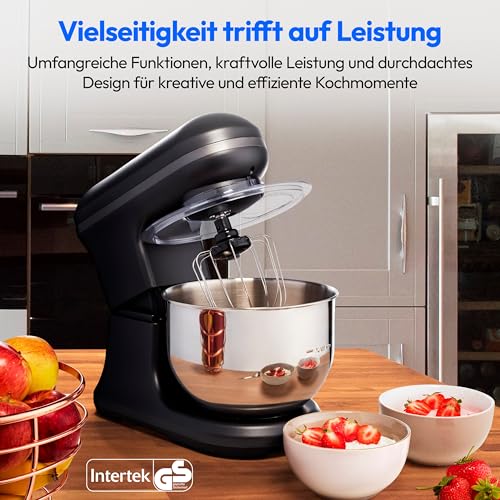 MEDION Küchenmaschine (1.200 Watt, 8 Stufen, Mischen Kneten Rühren, digitales Display, 5 Liter Edelstahlschüssel, Eisschüssel für Zubereitung von Eis, MD18420) schwarz 3 MEDION Küchenmaschine (1.200 Watt, 8 Stufen, Mischen Kneten Rühren, digitales Display, 5 Liter Edelstahlschüssel, Eisschüssel für Zubereitung von Eis, MD18420) schwarz