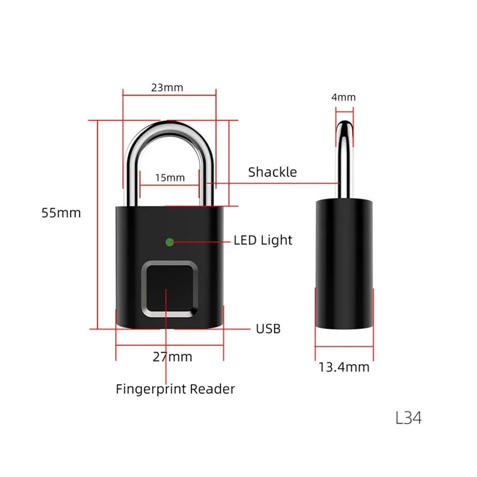 Zamek drzwi, kłódka na odcisk palca, mini zamek USB z możliwością ładowania, inteligentna domowa blokada na odcisk palca