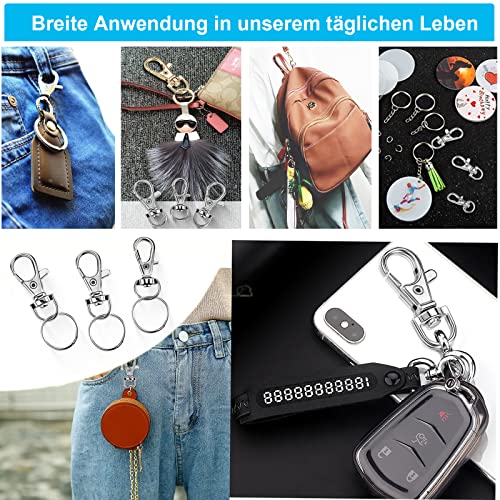 12 Stück drehbare Karabinerverschlüsse, Schlüsselanhänger Drehverschlüsse, Karabinerhaken Karabinerverschluss Schlüsselketten Clip, karabinerhaken mit Schlüsselringringe
