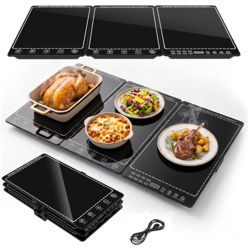 Electric Warming Tray for Food, 3-in-1 Food Warming Mat|26x15 in tempered glass...
