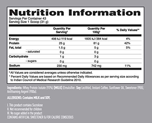 Image of Isopure Zero Carb 100% Whey Protein Isolate Powder with 25gm Protein per serve - 3 lbs, 1.36 kg Colombian Coffee