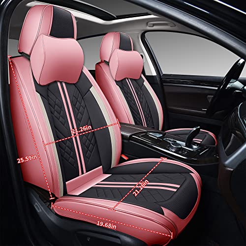Image of GXT Car Seat Covers Front Seats Only, Front Car Seat Covers 2 Pack, Premium Faux Leather Car Seat Cushion - Universal Fit for Most Sedans SUV Pick-up Truck with Headrests(Pink and Black)