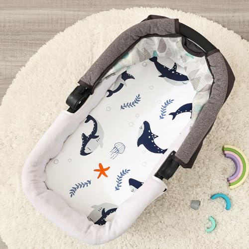 Image of PHF 3 Pack Soft Bassinet Sheets, Shark Breathable Comfy Cradle Sheets for Baby Boys Girls Neutral, No Slip Universal Fit for Most Cradle and Bassinet Mattress, Shark
