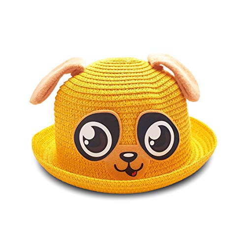 Image of VRITRAZ Kids Straw Hat for Baby Boys & Girls | Printed Summer Sun Hat, Woven Wide Brim Beach Cap, Lightweight Breathable Holiday Travel Picnic Outdoor Fancy Dress Fashion Hat for Children & Toddler