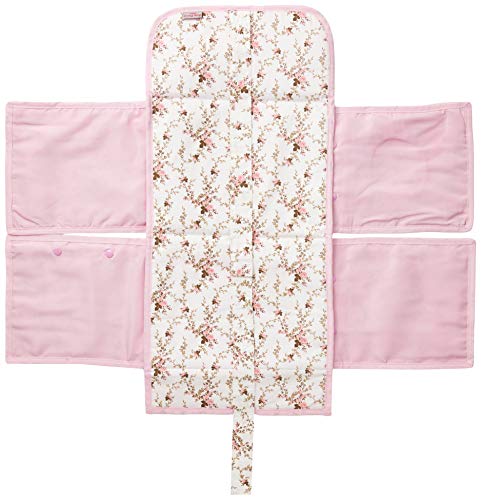 TROCADOR E PORTA FRALDAS - FLORAL BEGE C/ROSA NOVA - MULTIMARCAS SEM BORDADO, Alan Pierre Baby, FLOR