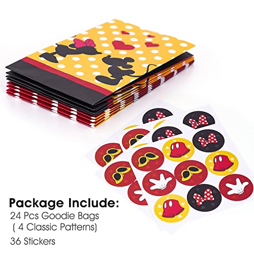 24 Pack Mickey Minnie Party Favor Bags Paper Goodie Bags - Treat Candy Bag for Kids\' Minnie Mickey Theme Party, Boys Girls Mickey Birthday Party Supplies Gift Bags with Stickers for Party Decorations - Thumbnail 5