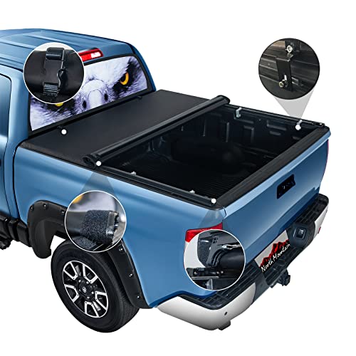 North Mountain Soft Roll Up Truck Tonneau Cover For 2016-2023 Tacoma 5Ft Truck Bed, Fits 2016-2023 Toyota Tacoma 5Ft Fleetside/Styleside Bed (60.5"), Only Fit Truck With Utility Track Sys. #TOP4