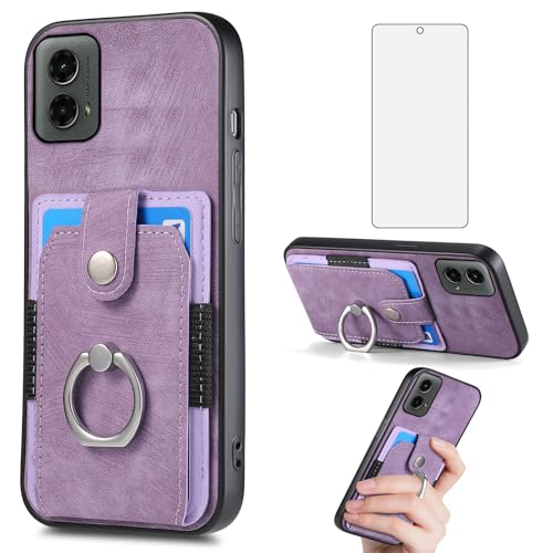 Étui portefeuille Motorola Moto G 5G 2024 avec verre trempé housse cuir clapet