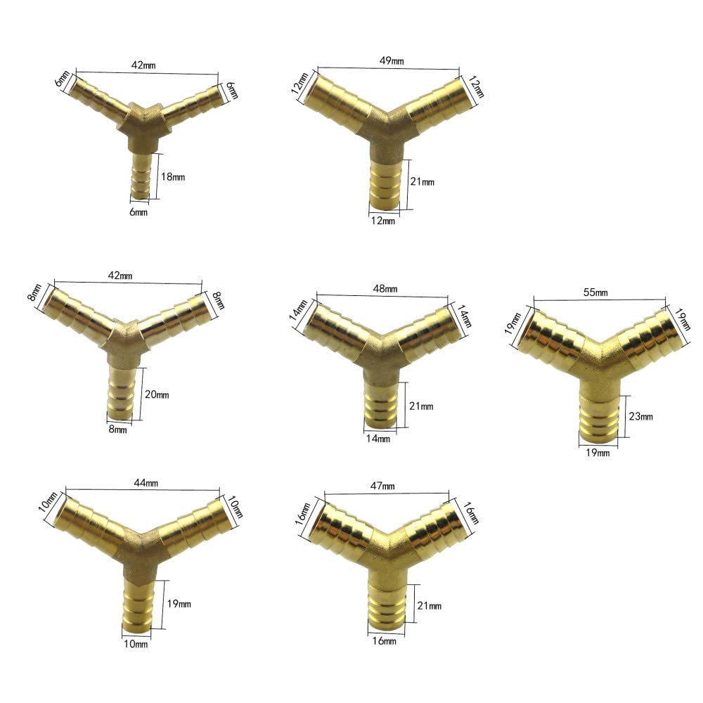Raccord de tuyauterie, Raccord hexagonal en acier inoxydable, connecteur de tube en laiton à 3 et 4 voies, câble de tuyau coudé droit 6 8 10 12 14 16 19 mm, connecteur cannelé en cuivre, adaptateur un