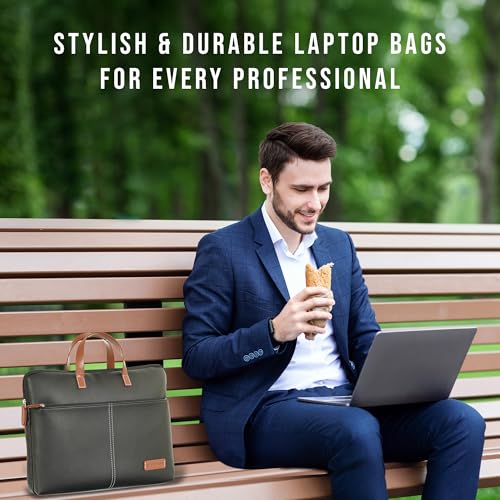 Image of Giordano Unisex 15 Inch Laptop Sleeve PU Bag for Professionals | Premium Leatherette | Water-Resistant & Padded Slim-Fit with Trolley Strap for Men & Women