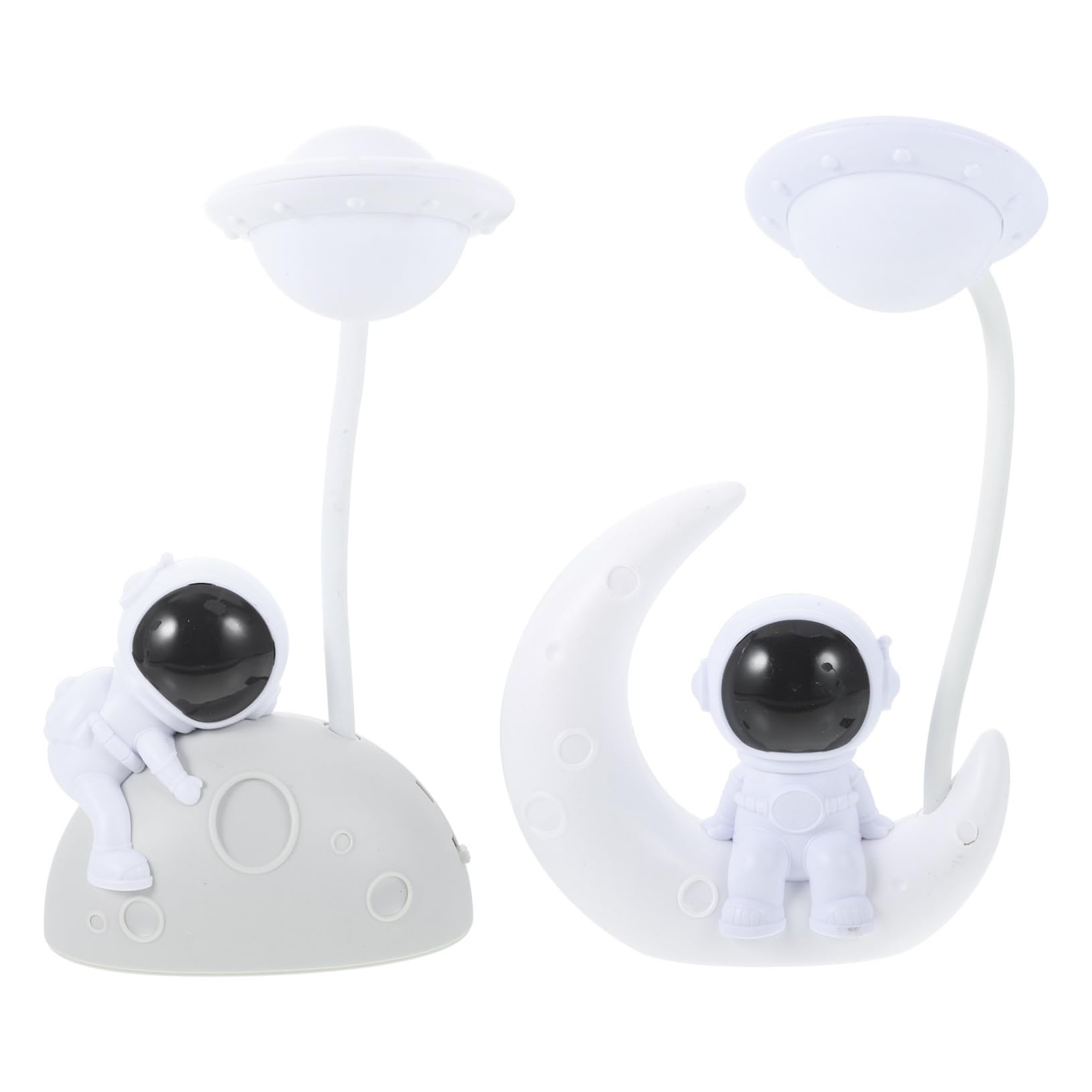 Lámpara de Noche Astronauta Usb, 2 Juegos, Plástico Blanco | Luz LED Suave, Superficie Lisa sin Deslumbrar, Decoración para Escenas Nocturnas
