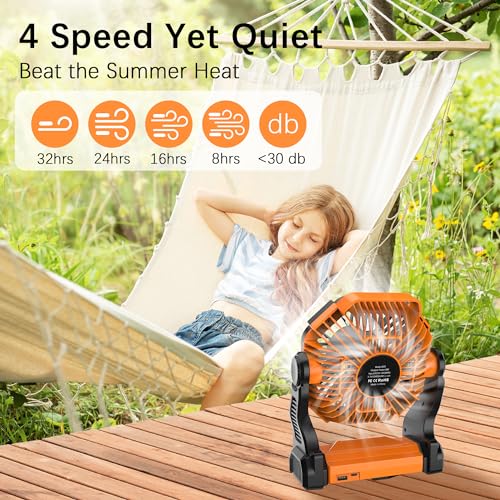 Portable-Camping-Fan-with-LED-Lantern-10400mAh-Rechargeable-Battery-Powered-Fan-270Pivot-Personal-USB-Desk-Fan-4-Speed-Quiet-Table-Fan-9-Battery-Operated-Tent-Fan-for-Travel-Picnic-Orange
