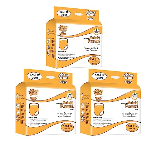 Image of Bonbon Premium Adult Diaper Pant Style Extra Extra Large (PACK OF 3) - 30 Count - XXL - Ultra Leak-Guard with Absorption and Distribution Layer and Multi-strand leg - Waist Size 45-66 Inch, 114-167 cm